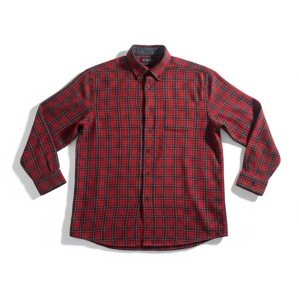 Chaps Shirt Mens XL Extra Large Red Black Plaid Button Down‎ Long Sleeve Pocket - Picture 3 of 10